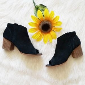 Aldo Black Suede Peep Toe Ankle Bootie